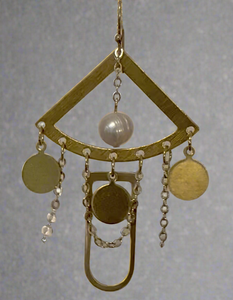 Brass and pearl earrings