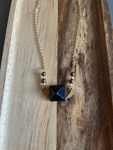 Goldstone Pyramid Necklace