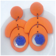 Load image into Gallery viewer, Orange and Glittery Blue