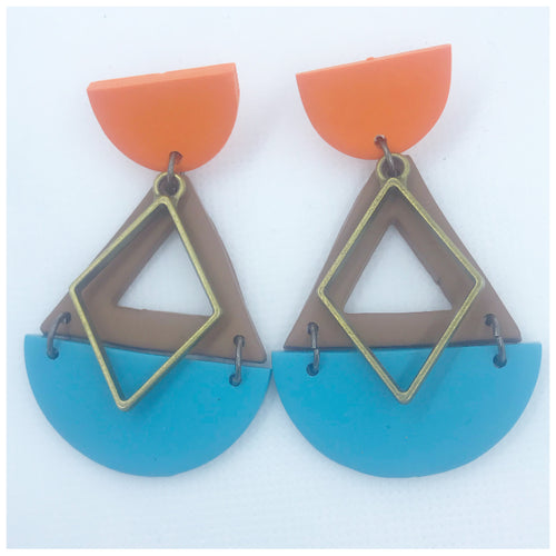 Geometric in Tangerine, Brown, and Turquoise