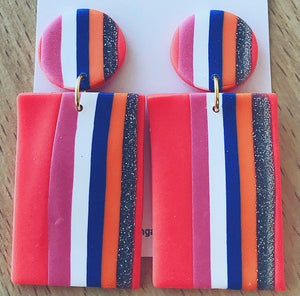 Clay Stripe Rectangular Earrings