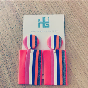 Clay Stripe Rectangular Earrings