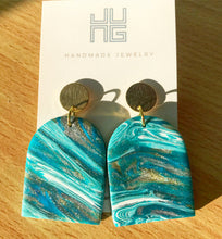 Load image into Gallery viewer, Marbled Clay and Brass Earrings