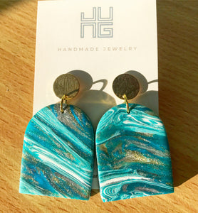 Marbled Clay and Brass Earrings