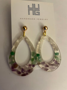 Genuine Stones in Resin Earrings