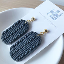 Load image into Gallery viewer, Cable Knit Clay Earrings in Gray
