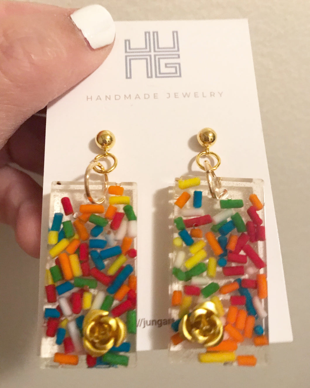 Candy Sprinkles Resin with Golden Roses