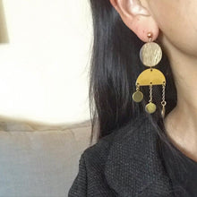 Load image into Gallery viewer, Wood and Brass Earrings