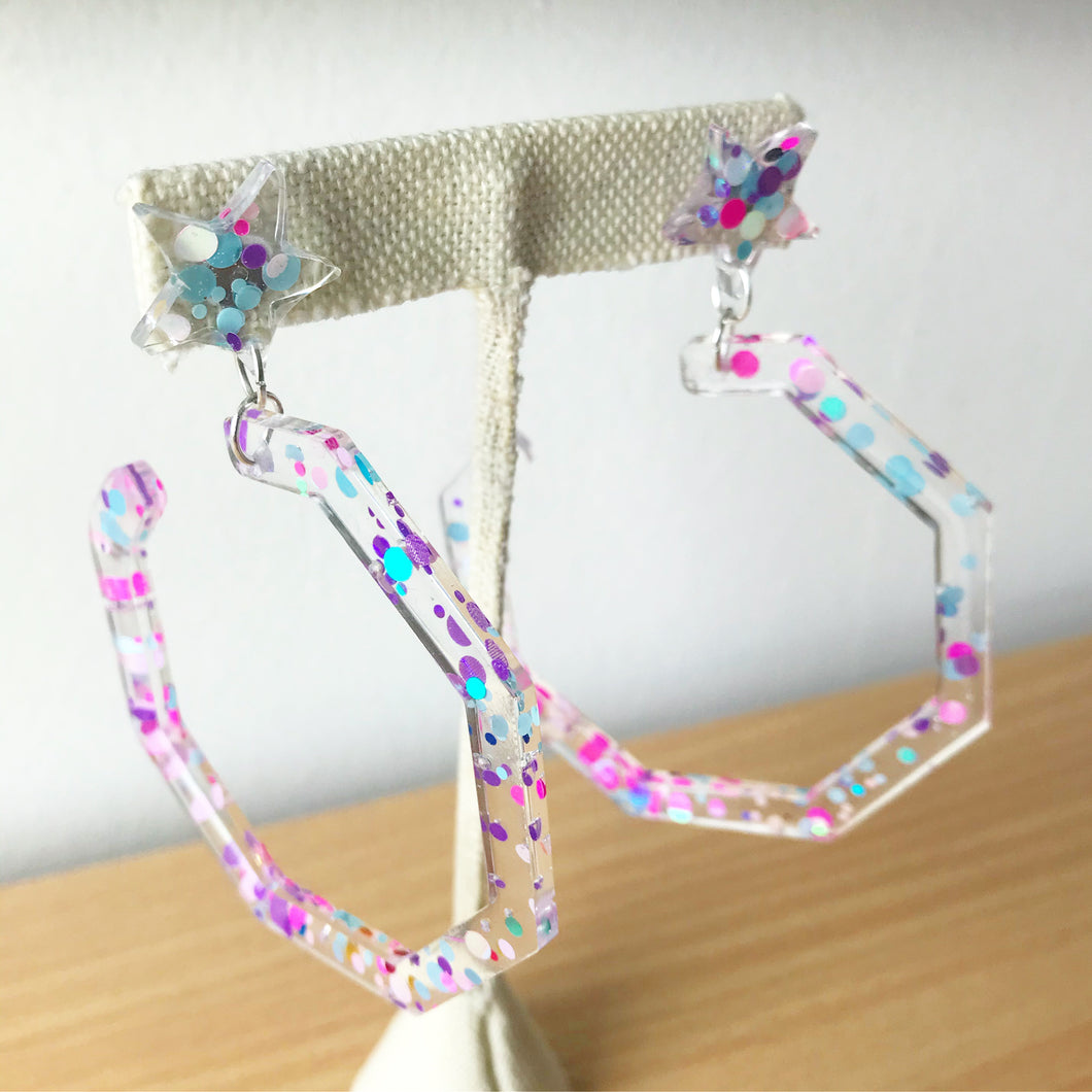 Confetti Stars with Big Hoops