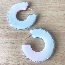 Load image into Gallery viewer, Marbled Resin Hoops with Rhinestone Trim