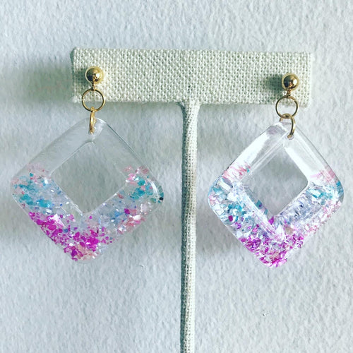 Multicolored Glitter Resin Squares