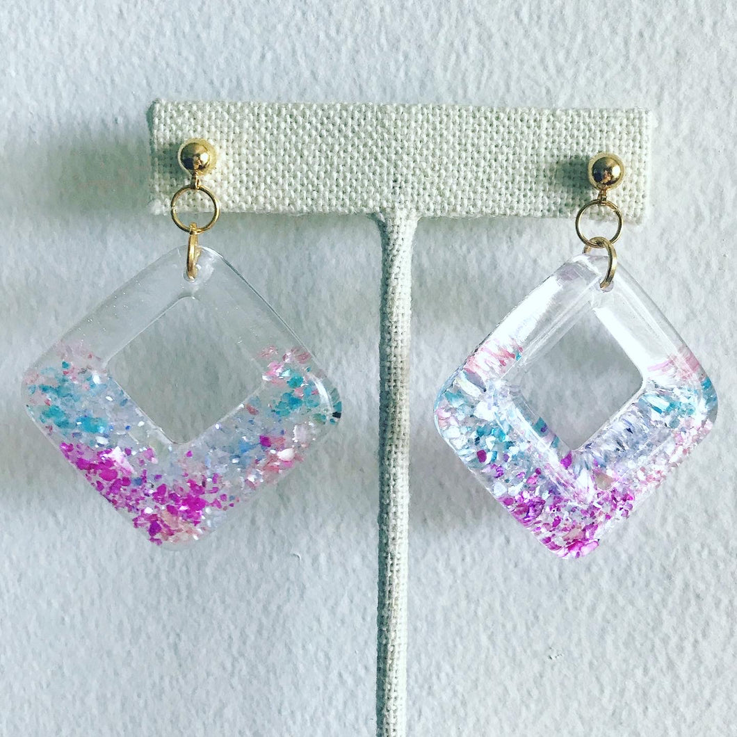 Multicolored Glitter Resin Squares