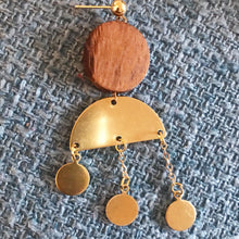 Load image into Gallery viewer, Wood and Brass Earrings