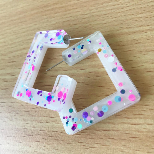 Confetti Glitter Square Hoops
