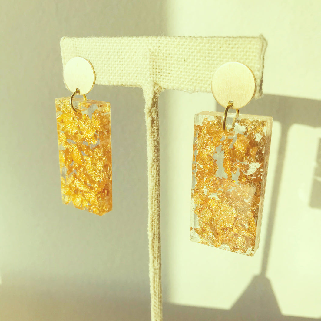 Gold Rectangular Earrings