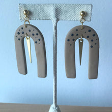Load image into Gallery viewer, Clay Arch with Brass Accents in Neutral Beige and Polka Dots