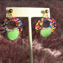 Load image into Gallery viewer, Green Rock Star Candy Heart Earrings