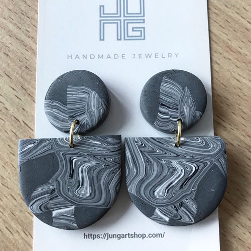 Gray Marbled Earrings