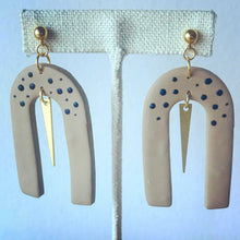 Load image into Gallery viewer, Clay Arch with Brass Accents in Neutral Beige and Polka Dots
