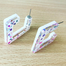 Load image into Gallery viewer, Confetti Glitter Square Hoops