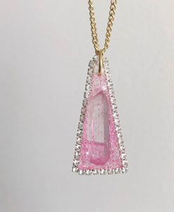 Rose Quartz Pendant w Rhinestone